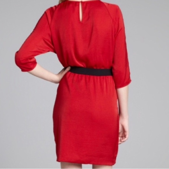 NWT BCBG MaxAzria Iselin Red Drape Front Dress - Picture 2 of 6